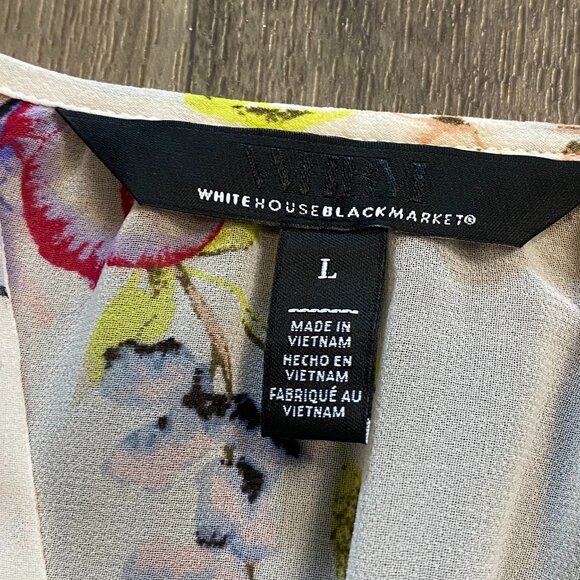 White House Black Market Floral Sheer Blouse Long Sleeve Button Front Size Large - Picture 3 of 7